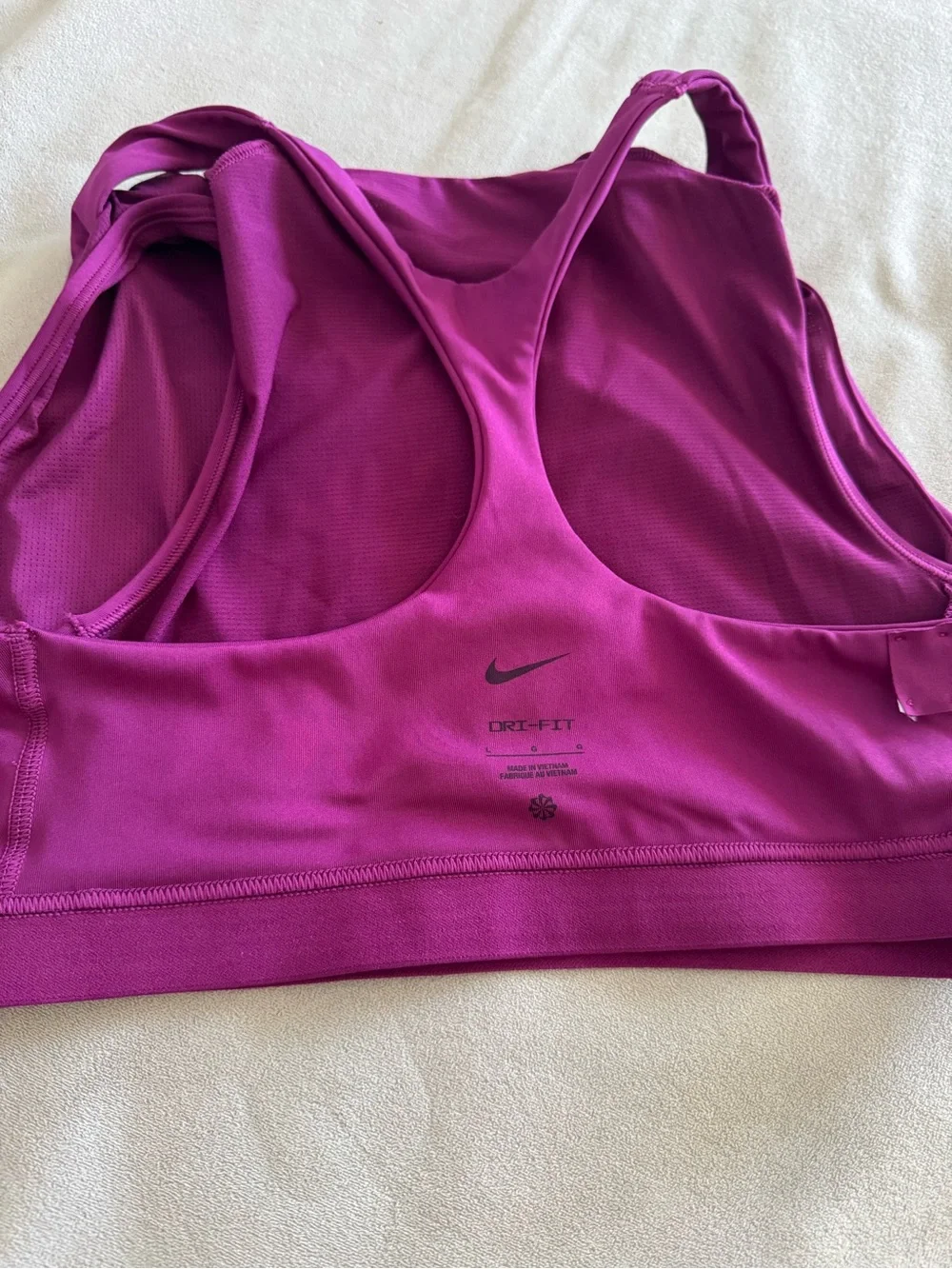 Nike Women's Athletic Crop Top - Magenta with Silver Logo